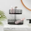 2 Tier Divided Wire Basket With Wood Handle Black - Brightroom™