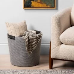 17'' Coiled Rope Tapered Basket Gray - Brightroom™