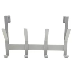 Heavy Duty Over The Door 4 Hooks Rail Matte Gray - Brightroom™