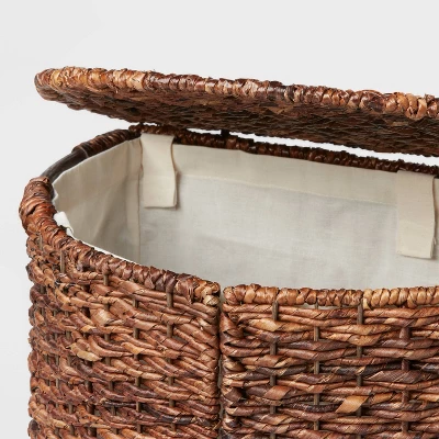Woven Abaca Lidded Halfmoon Hamper Brown - Brightroom™ 2 Woven Abaca Lidded Halfmoon Hamper Brown - Brightroom™ - Image 2