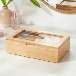 9" X 6" Bamboo Accessory Box With Acrylic Lid - Brightroomâ„¢