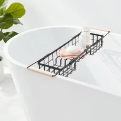 Metal Bathtub Caddy With Wood Handles - Brightroomâ„¢