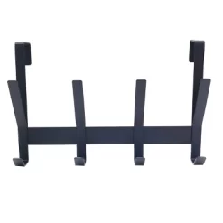 Heavy Duty Over The Door 4 Hooks Rail Matte Black - Brightroom™