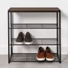 4 Tier Shoe Rack Black Metal With Walnut Wood - Brightroom™