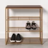 4 Tier Shoe Rack Brass With Walnut Wood - Brightroom™