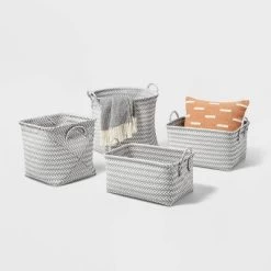 Large Woven Rectangular Storage Basket Gray/White - Brightroom™ -Brightroom GUEST f7afc392 cd5f 4f5b b71c de34f8204ec5